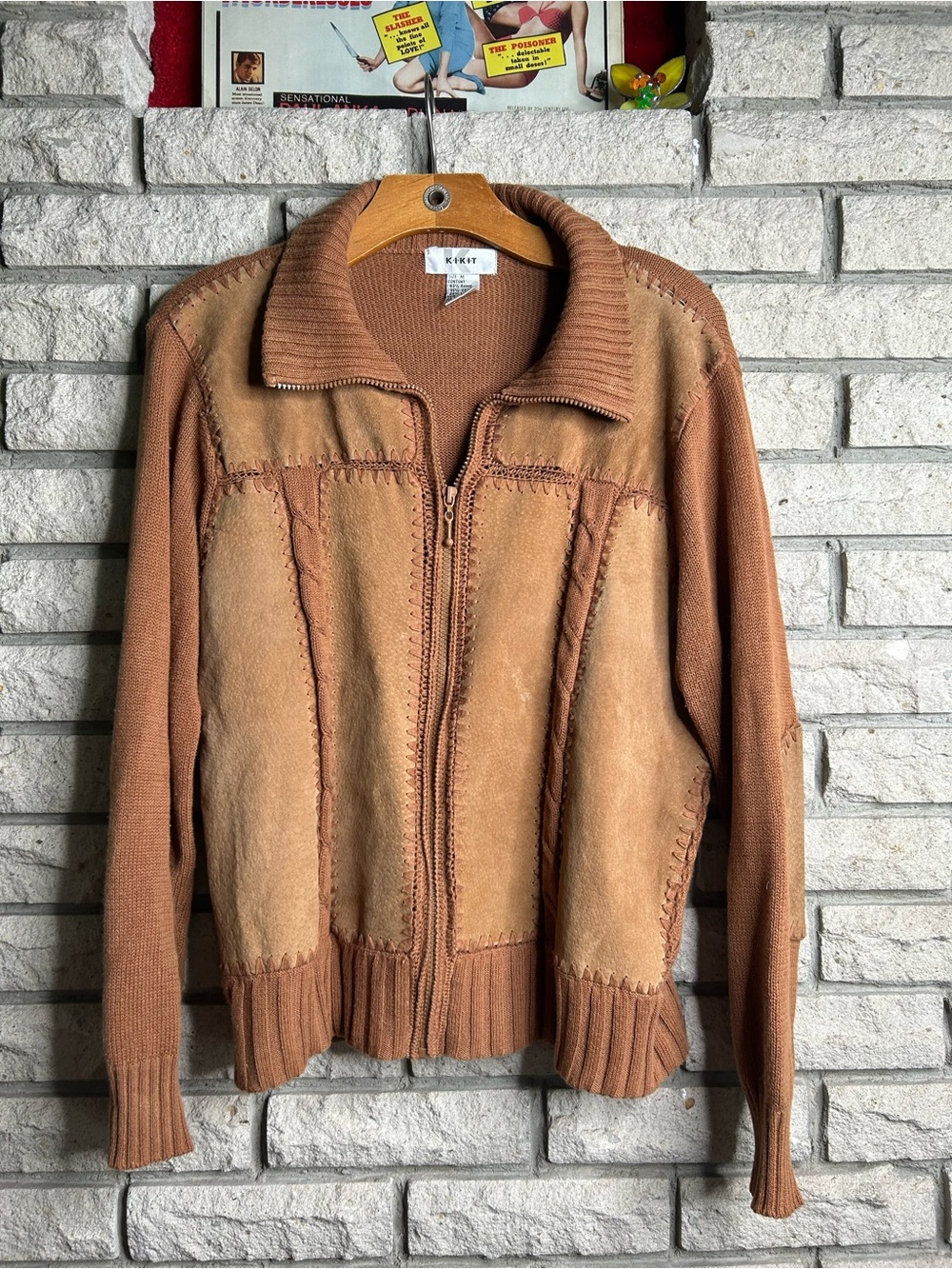 Vintage Kikit Leather Full Zip Sweater